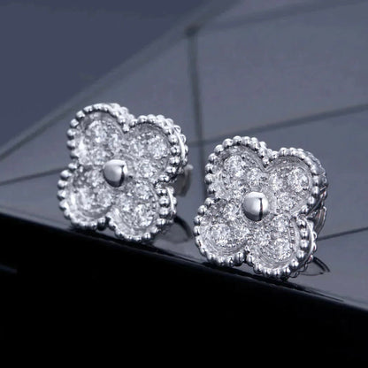 [Auream]CLOVER 1 MOTIFS DIAMOND STUD EARRINGS SILVER