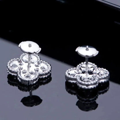 [Auream]CLOVER 1 MOTIFS DIAMOND STUD EARRINGS SILVER