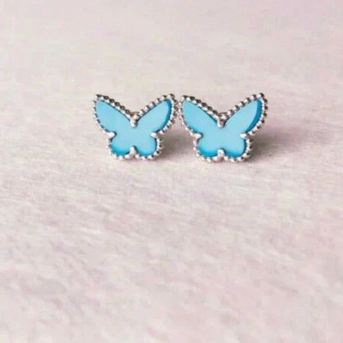 [Auream]BUTTERFLY TURQUOISE EARRINGS SILVER