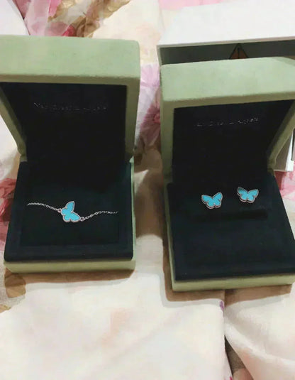 [Auream]BUTTERFLY TURQUOISE EARRINGS SILVER