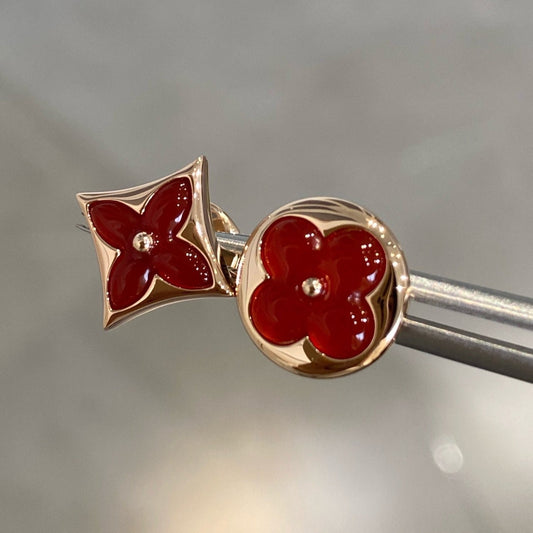 [Auream]STAR AND SUN PINK GOLD CARNELIAN STUD EARRINGS