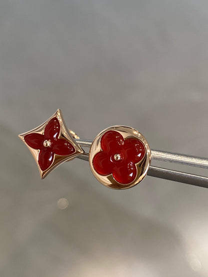 [Auream]STAR AND SUN PINK GOLD CARNELIAN STUD EARRINGS