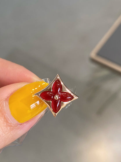 [Auream]STAR AND SUN PINK GOLD CARNELIAN STUD EARRINGS