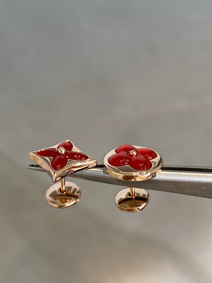 [Auream]STAR AND SUN PINK GOLD CARNELIAN STUD EARRINGS