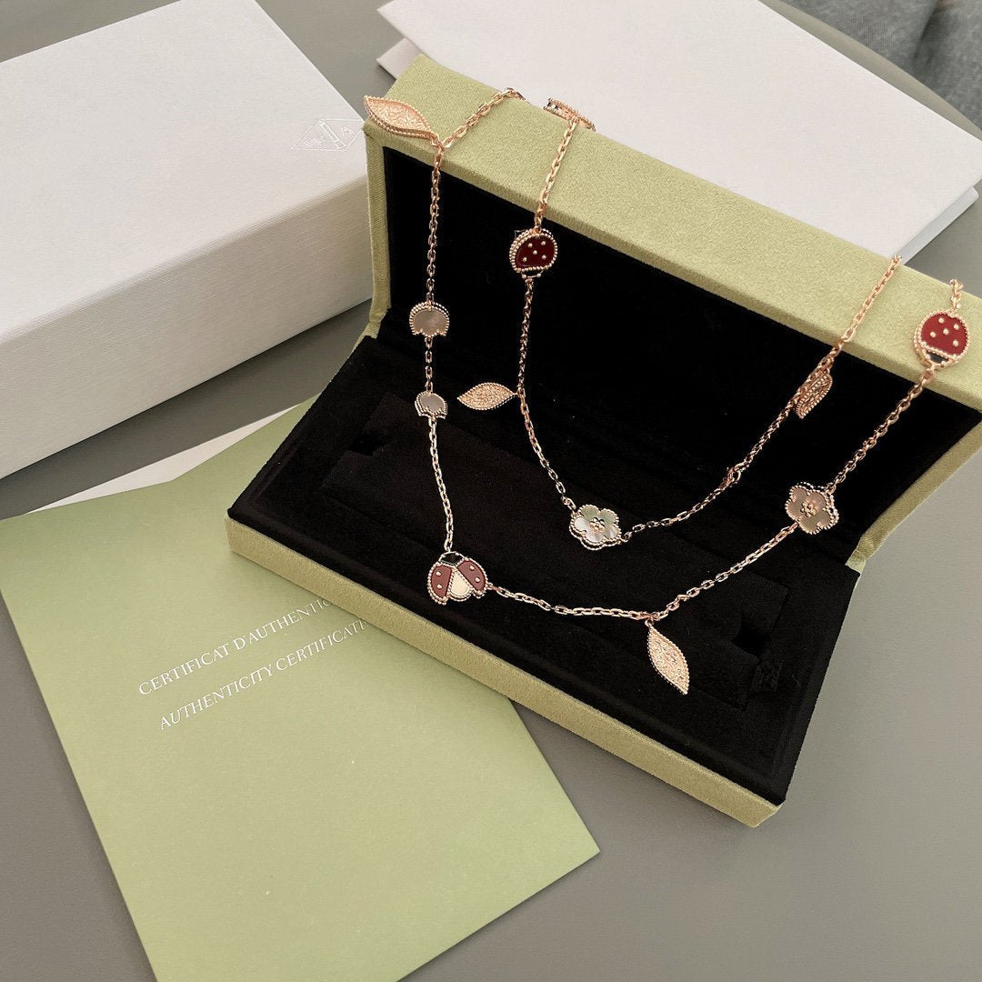 [Auream]LUCKY SPRING 15 MOTIFS ROSE GOLD NECKLACE