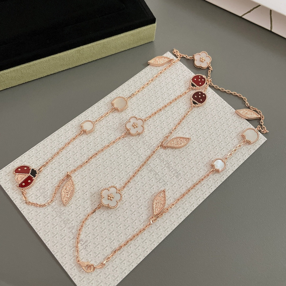 [Auream]LUCKY SPRING 15 MOTIFS ROSE GOLD NECKLACE