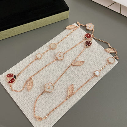 [Auream]LUCKY SPRING 15 MOTIFS ROSE GOLD NECKLACE