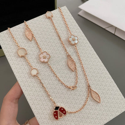 [Auream]LUCKY SPRING 15 MOTIFS ROSE GOLD NECKLACE
