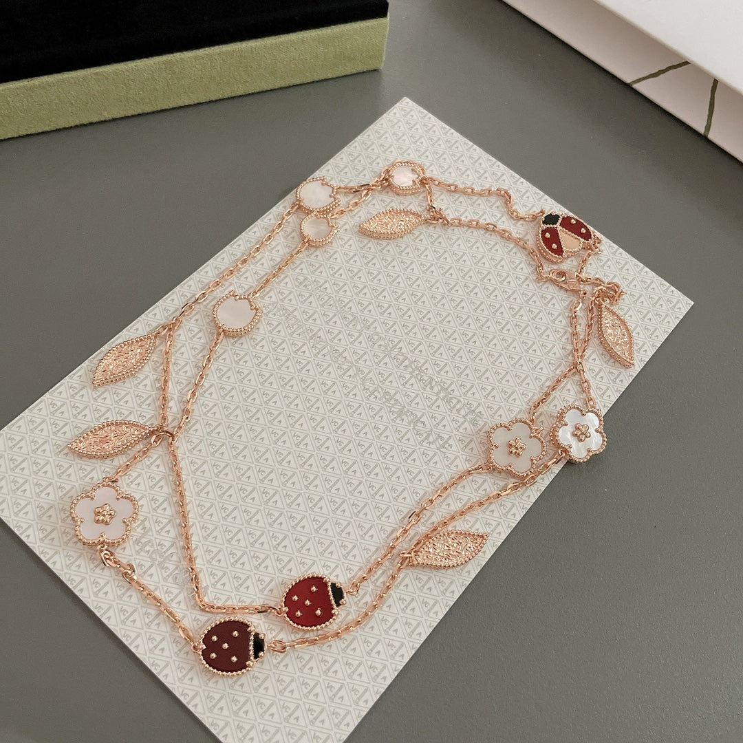 [Auream]LUCKY SPRING 15 MOTIFS ROSE GOLD NECKLACE