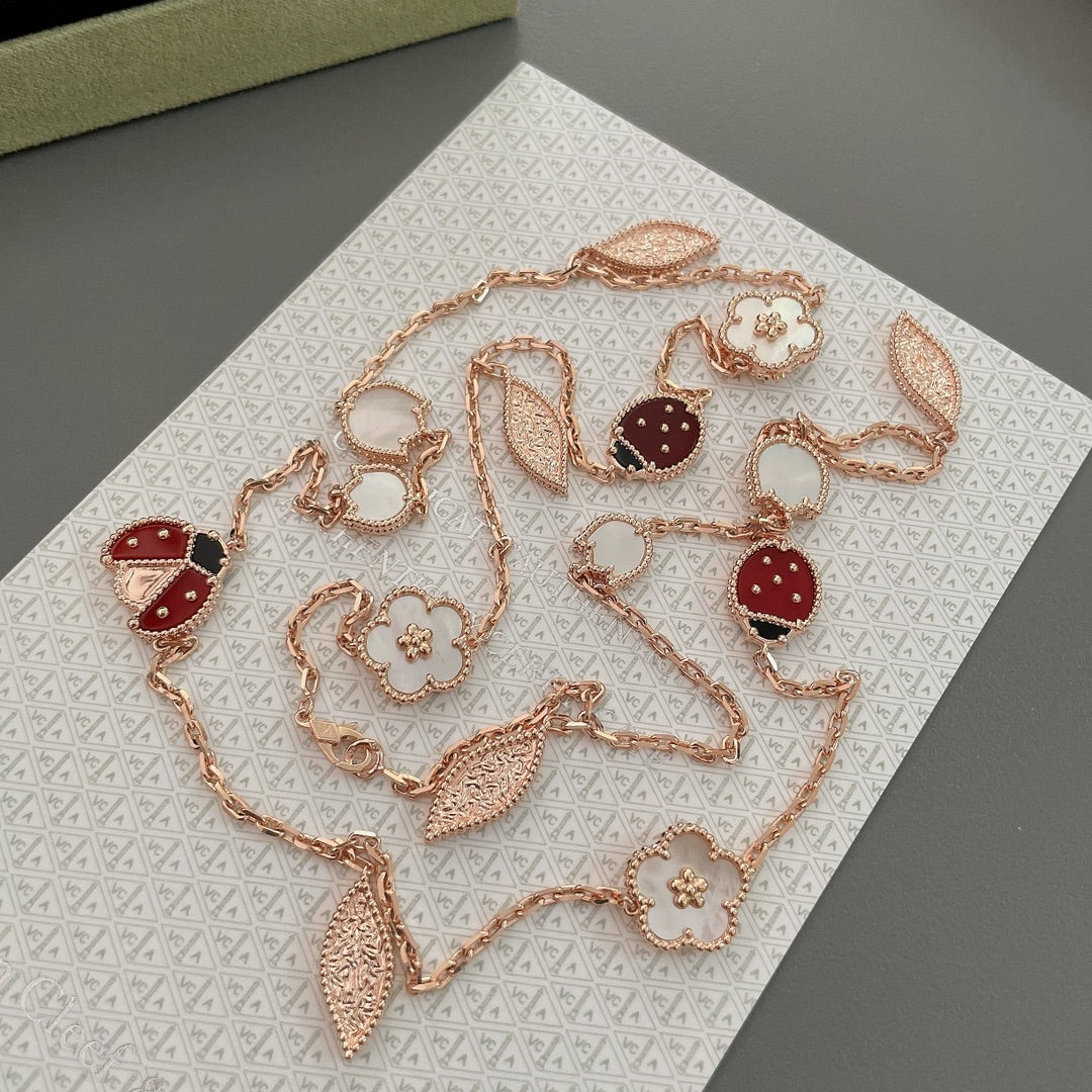 [Auream]LUCKY SPRING 15 MOTIFS ROSE GOLD NECKLACE