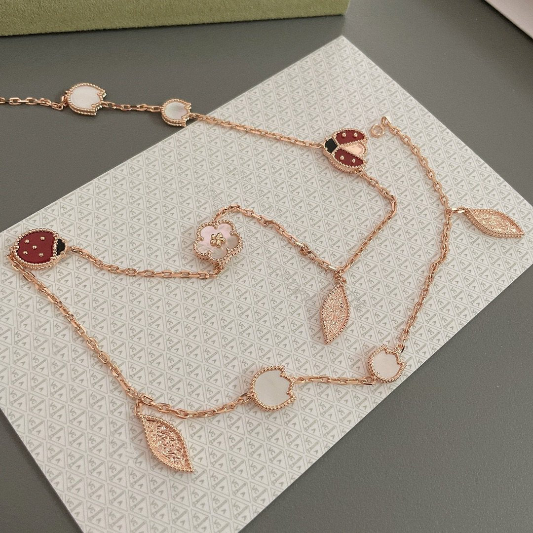 [Auream]LUCKY SPRING 15 MOTIFS ROSE GOLD NECKLACE