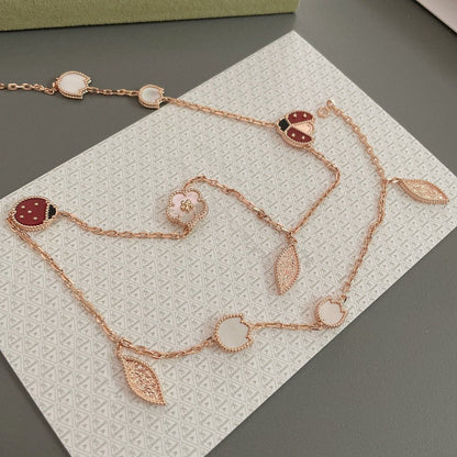 [Auream]LUCKY SPRING 15 MOTIFS ROSE GOLD NECKLACE