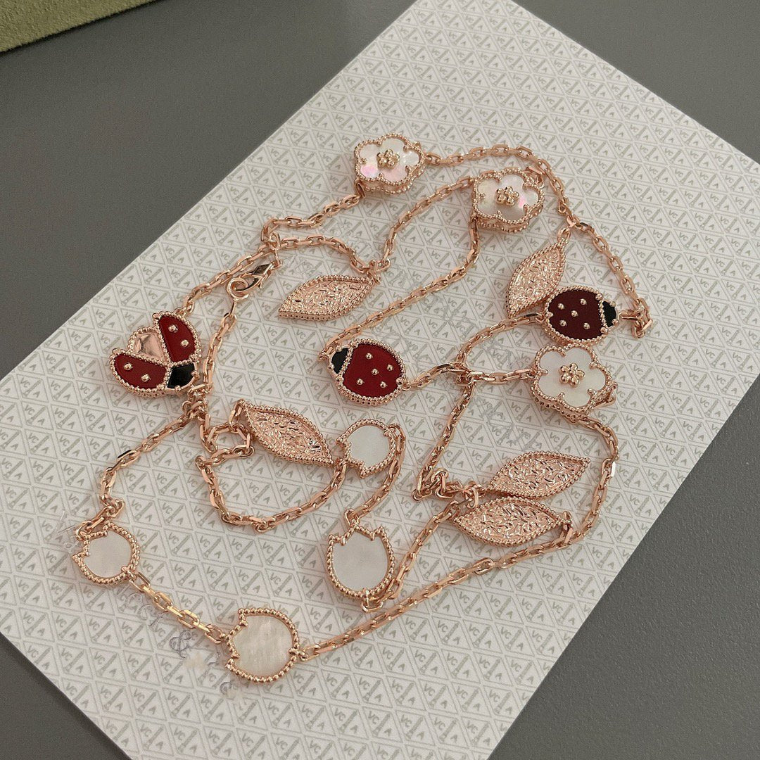 [Auream]LUCKY SPRING 15 MOTIFS ROSE GOLD NECKLACE