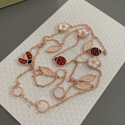 [Auream]LUCKY SPRING 15 MOTIFS ROSE GOLD NECKLACE
