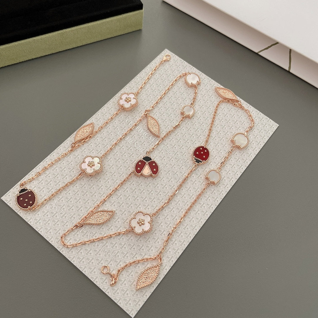 [Auream]LUCKY SPRING 15 MOTIFS ROSE GOLD NECKLACE