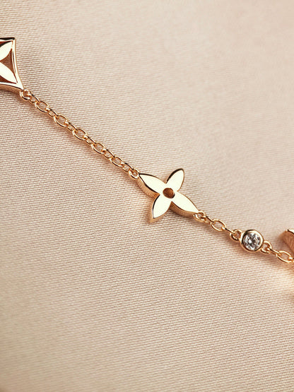 [Auream]STAR AND SUN 7 MOTIFS GOLD BRACELET