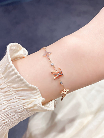 [Auream]STAR AND SUN 7 MOTIFS GOLD BRACELET