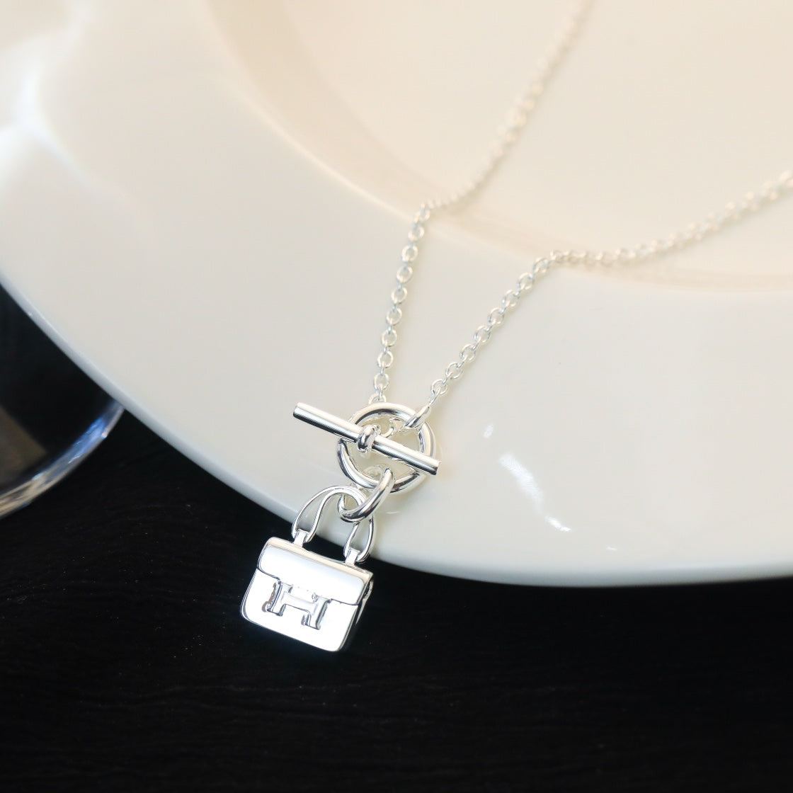 [Auream]POP H PEDANT SILVER NECKLACE