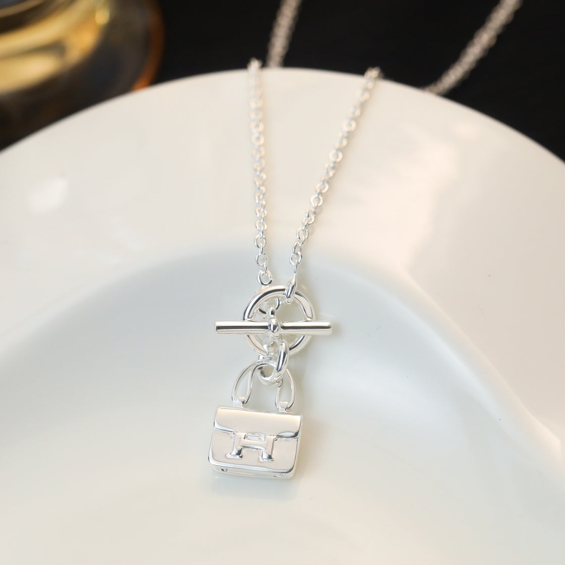 [Auream]POP H PEDANT SILVER NECKLACE