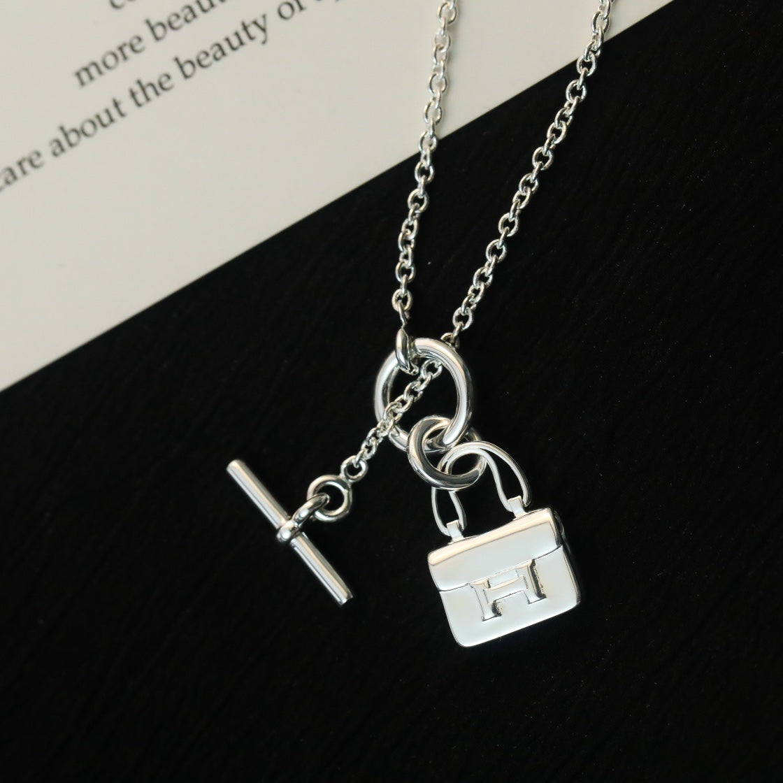 [Auream]POP H PEDANT SILVER NECKLACE