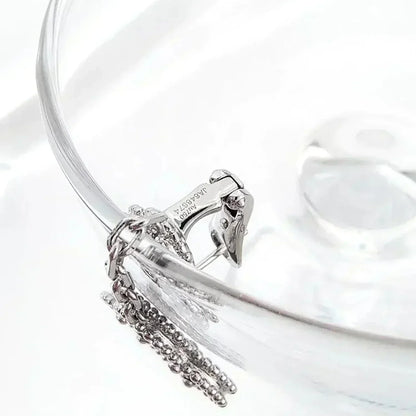 [Auream]CLOVER 2 MOTIFS  DIAMOND ONYX EARRINGS SILVER