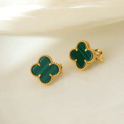 [Auream]CLOVER MEDIUM 1 MOTIFS MALACHITE  EARRINGS
