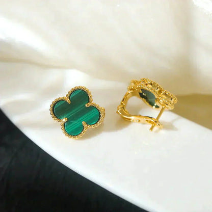 [Auream]CLOVER MEDIUM 1 MOTIFS MALACHITE  EARRINGS