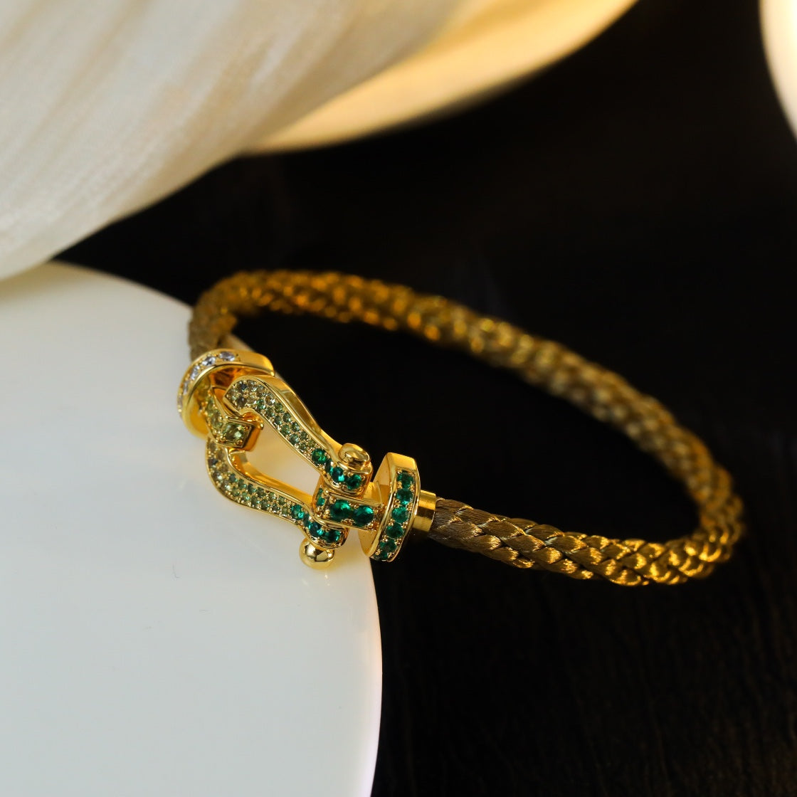 [Auream]FORCE 10 GOLD GREEN DIAMOND PAVED