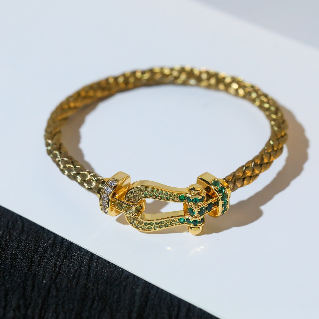 [Auream]FORCE 10 GOLD GREEN DIAMOND PAVED
