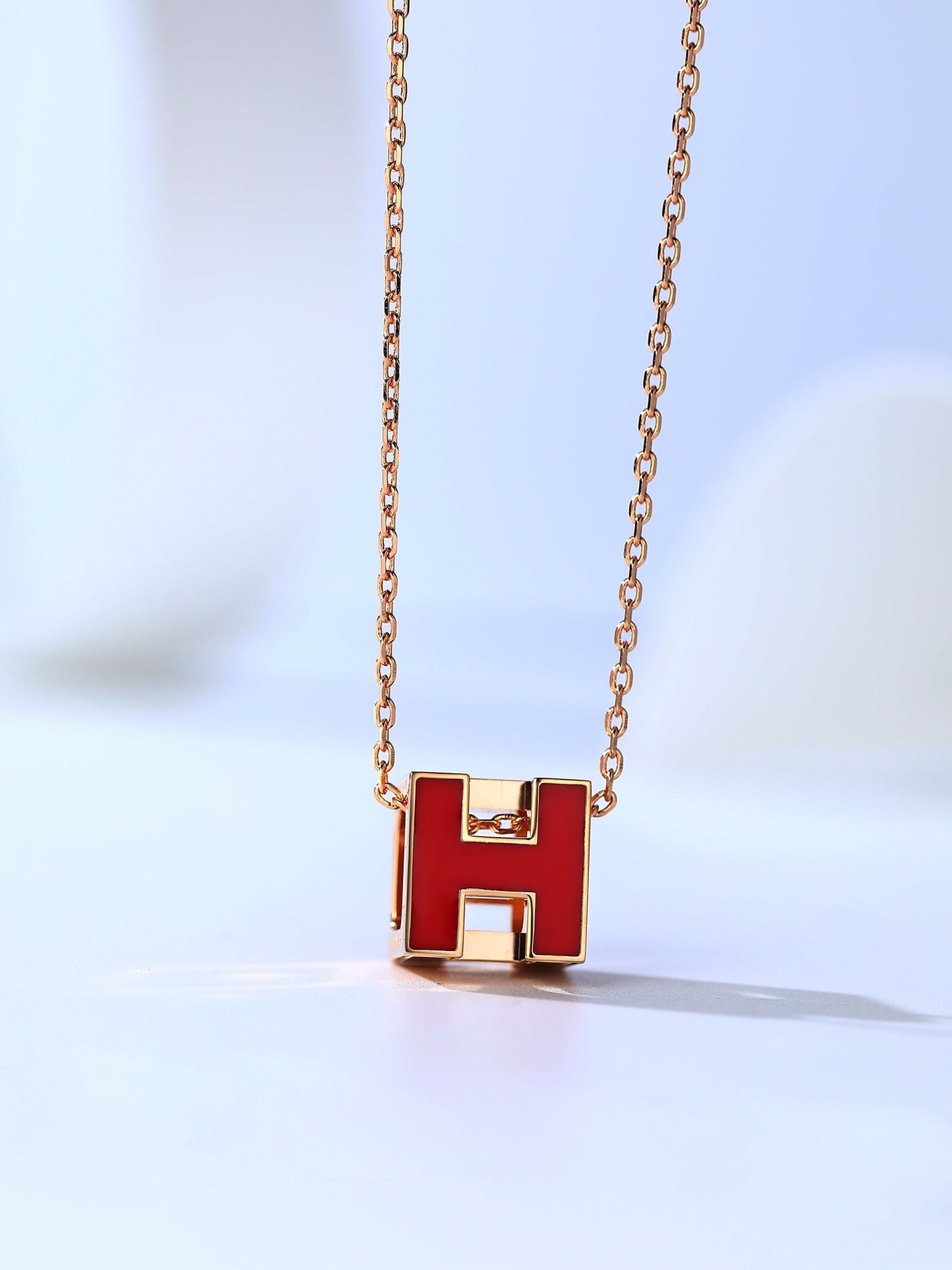 [Auream]H CAGE PINK GOLD NECKLACE