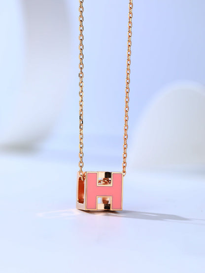 [Auream]H CAGE PINK GOLD NECKLACE