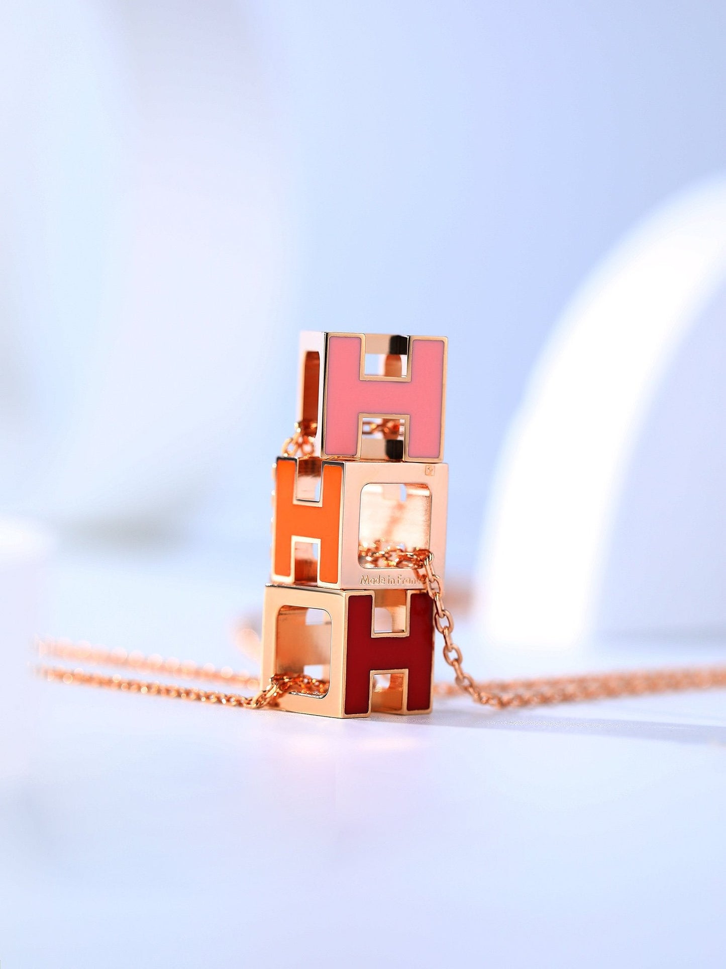 [Auream]H CAGE PINK GOLD NECKLACE