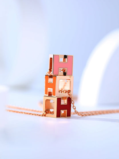 [Auream]H CAGE PINK GOLD NECKLACE