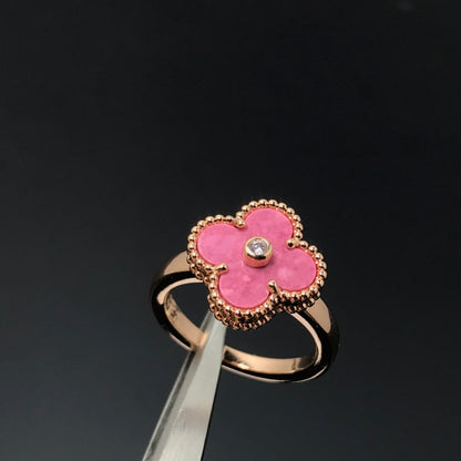 [Auream]CLOVER RHODONITE ROSE GOLD RING