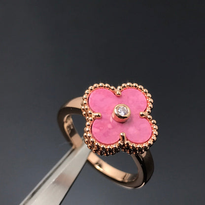 [Auream]CLOVER RHODONITE ROSE GOLD RING