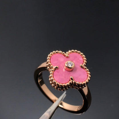 [Auream]CLOVER RHODONITE ROSE GOLD RING