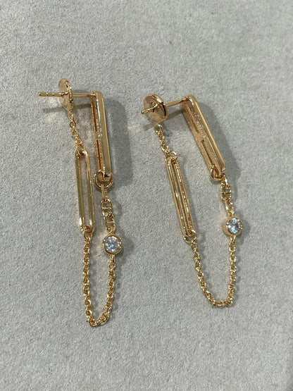 [Auream]CHAINE CHAOS DIAMOND DROP EARRINGS