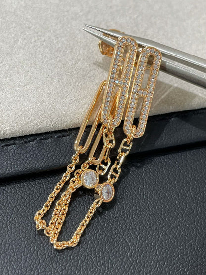 [Auream]CHAINE CHAOS DIAMOND DROP EARRINGS