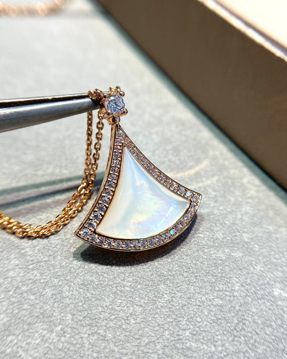 [Auream]DREAM MOP DIAMOND PAVED PINK GOLD NECKLACE