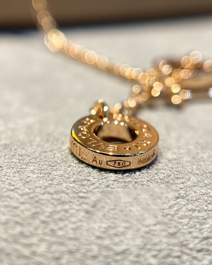 [Auream]DREAM MOP DIAMOND PAVED PINK GOLD NECKLACE