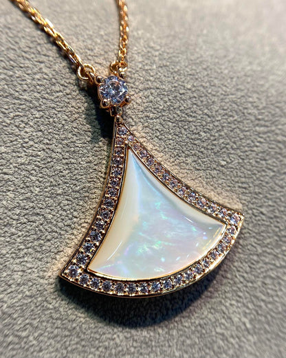 [Auream]DREAM MOP DIAMOND PAVED PINK GOLD NECKLACE