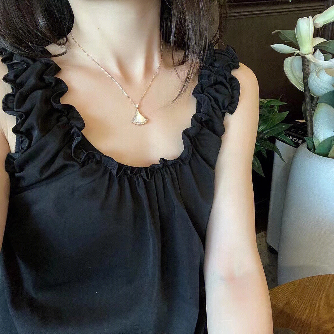 [Auream]DREAM MOP DIAMOND PAVED PINK GOLD NECKLACE
