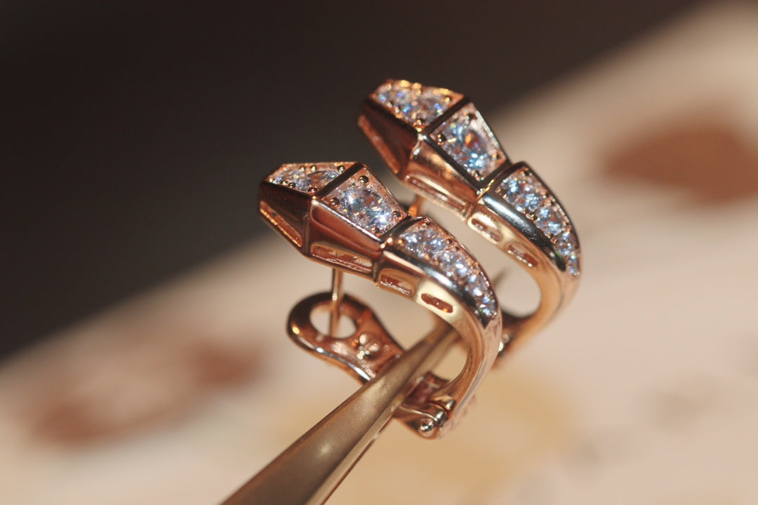 [Auream]SERPENT PINK GOLD DIAMOND EARRINGS