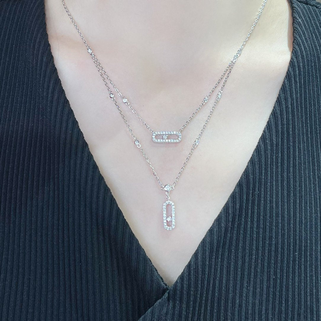 [Auream]MOVE 2 ROW DIAMOND NECKLACE