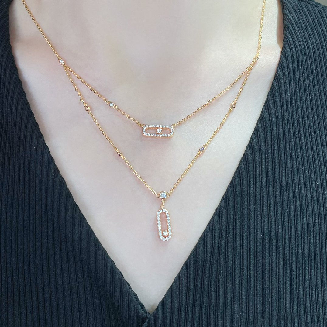 [Auream]MOVE 2 ROW DIAMOND NECKLACE