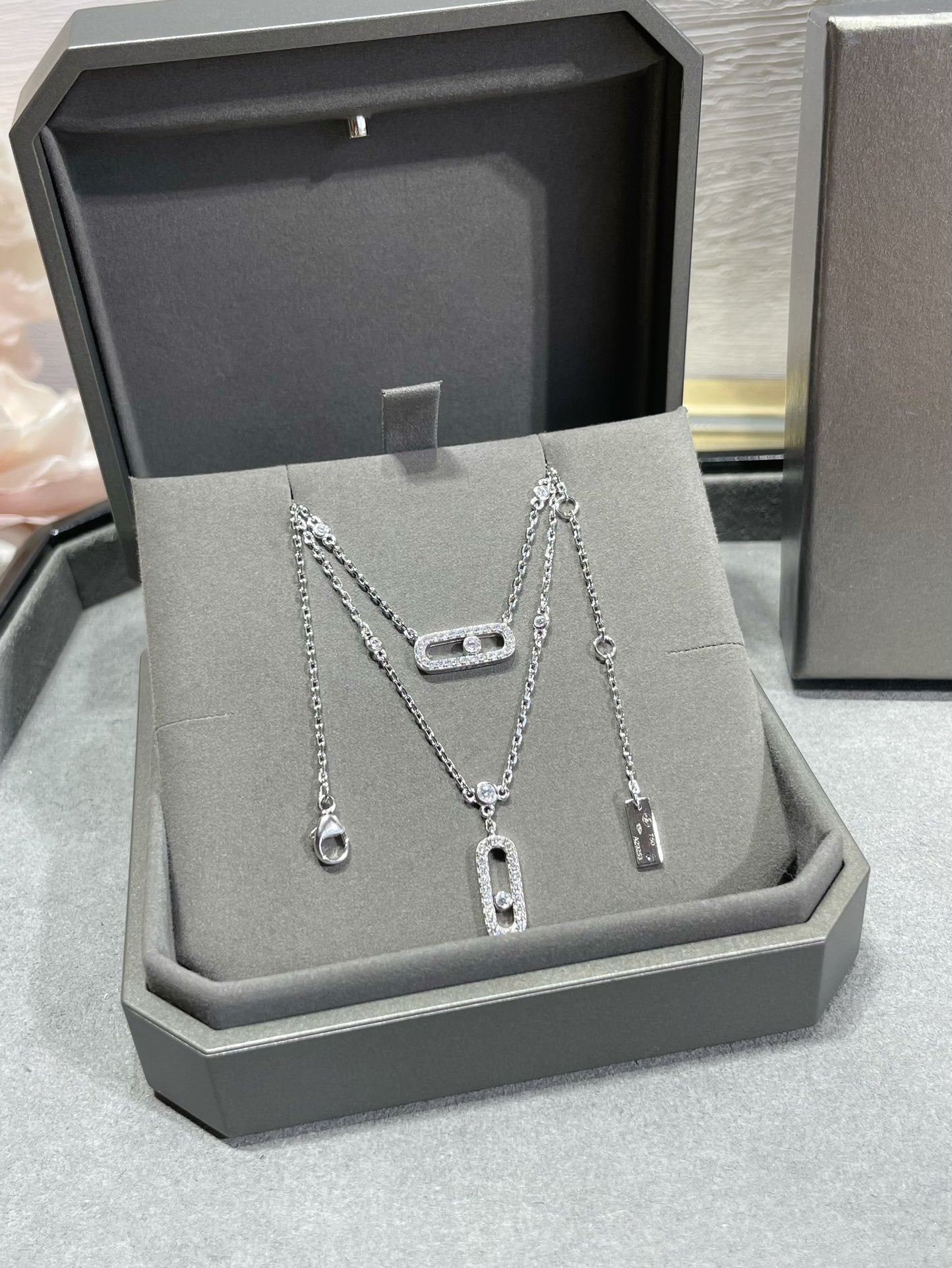 [Auream]MOVE 2 ROW DIAMOND NECKLACE