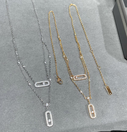 [Auream]MOVE 2 ROW DIAMOND NECKLACE