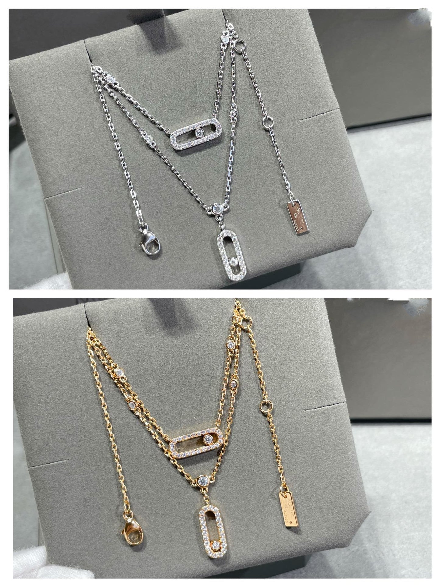 [Auream]MOVE 2 ROW DIAMOND NECKLACE