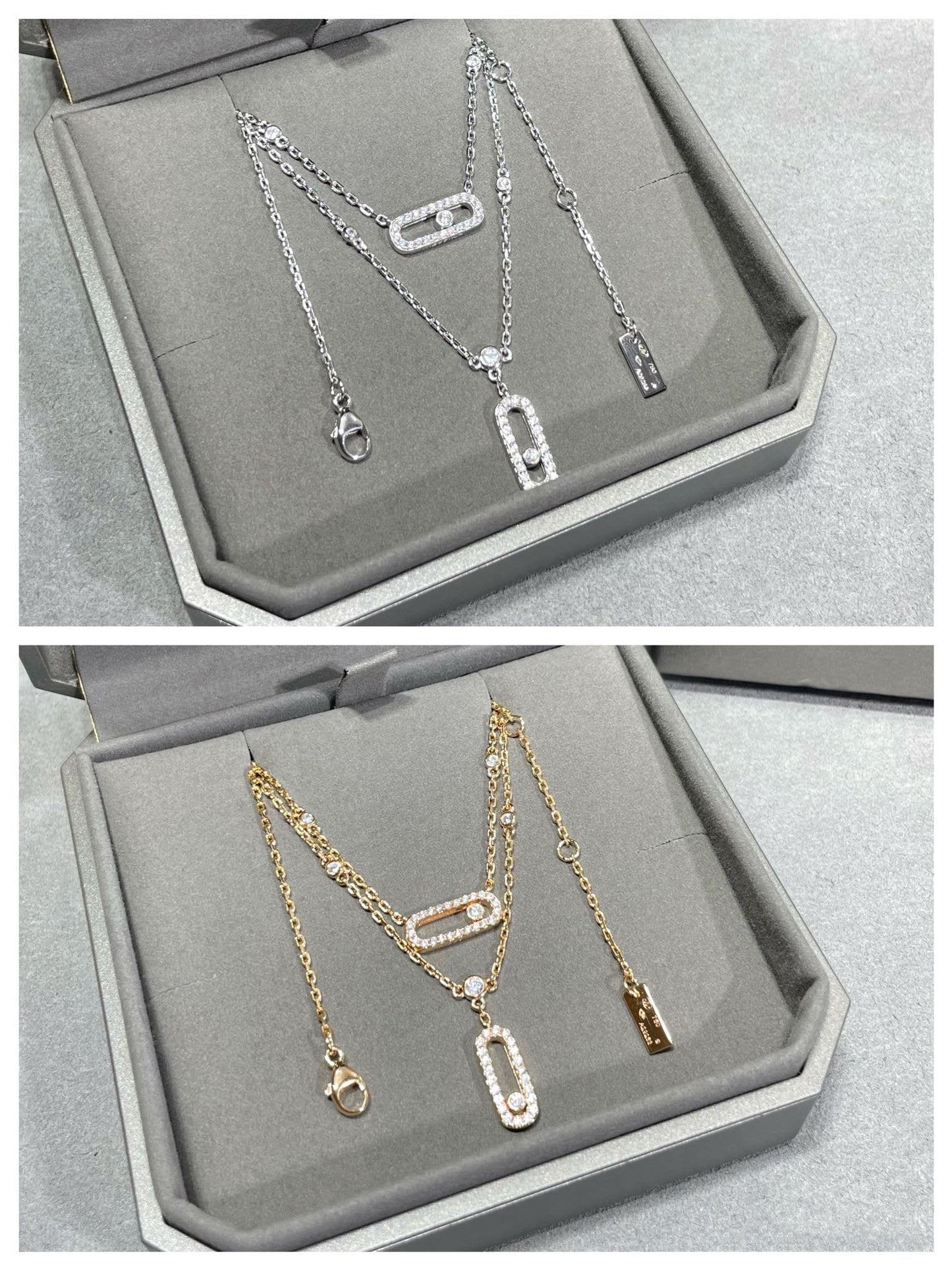 [Auream]MOVE 2 ROW DIAMOND NECKLACE