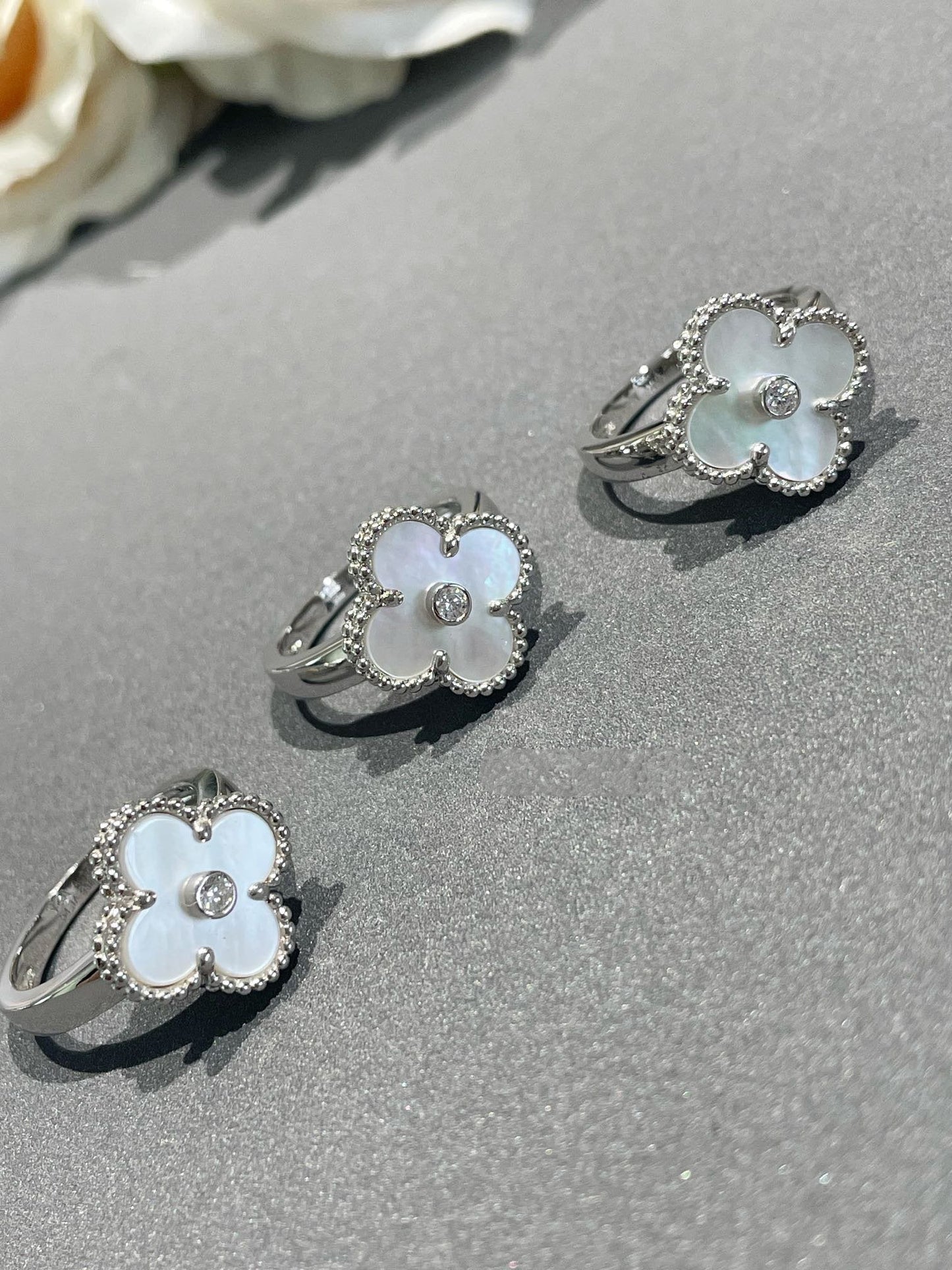 [Auream]CLOVER SILVER MOP DIAMOND RING